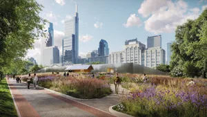 Calder Garden artist impression Piet Oudolf Garden and cityscape
