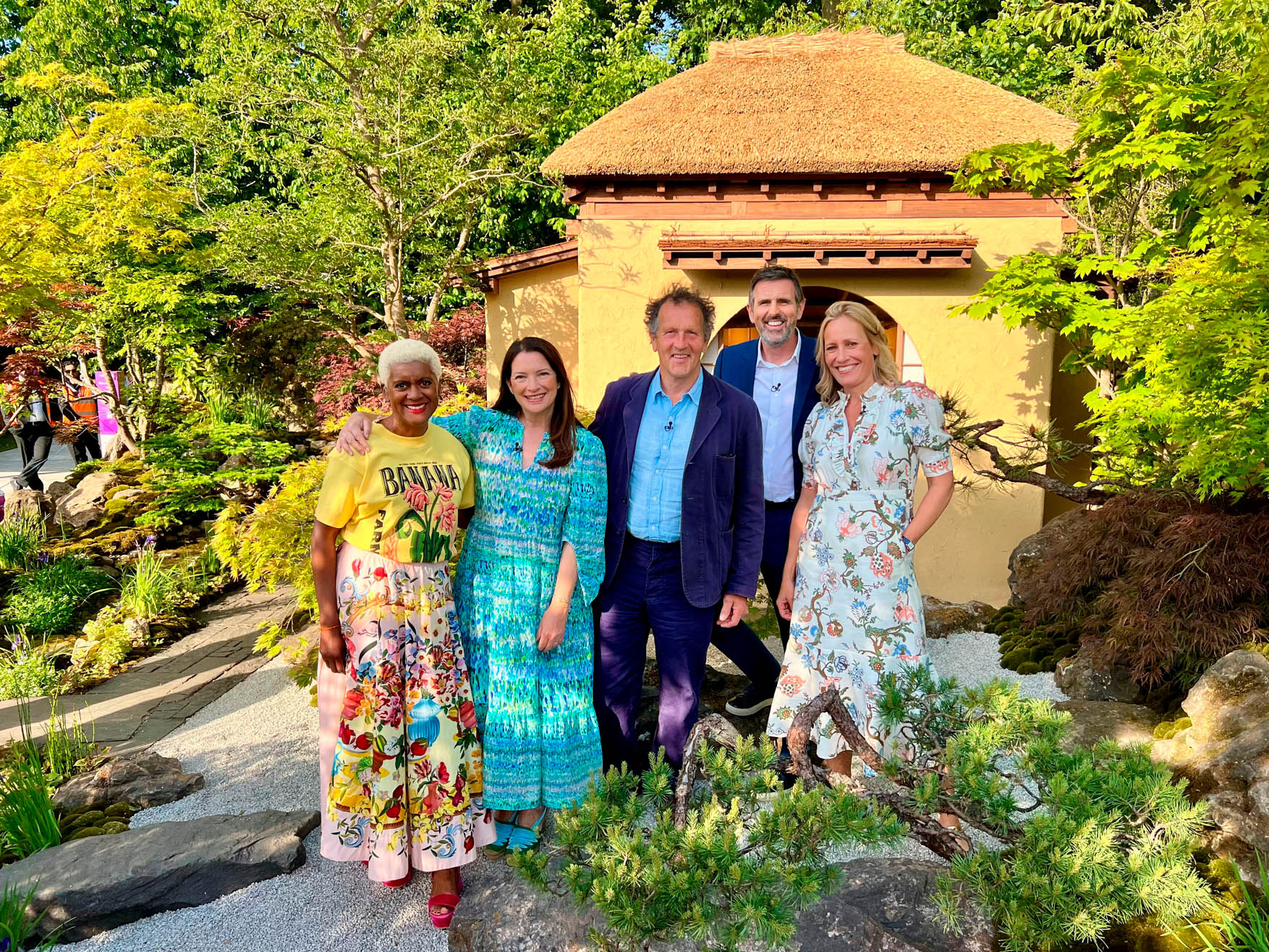 Chelsea 2026 presenters - Arit Anderson, Rachel De Thame, Monty Don, Adam Frost, Sophie Raworth