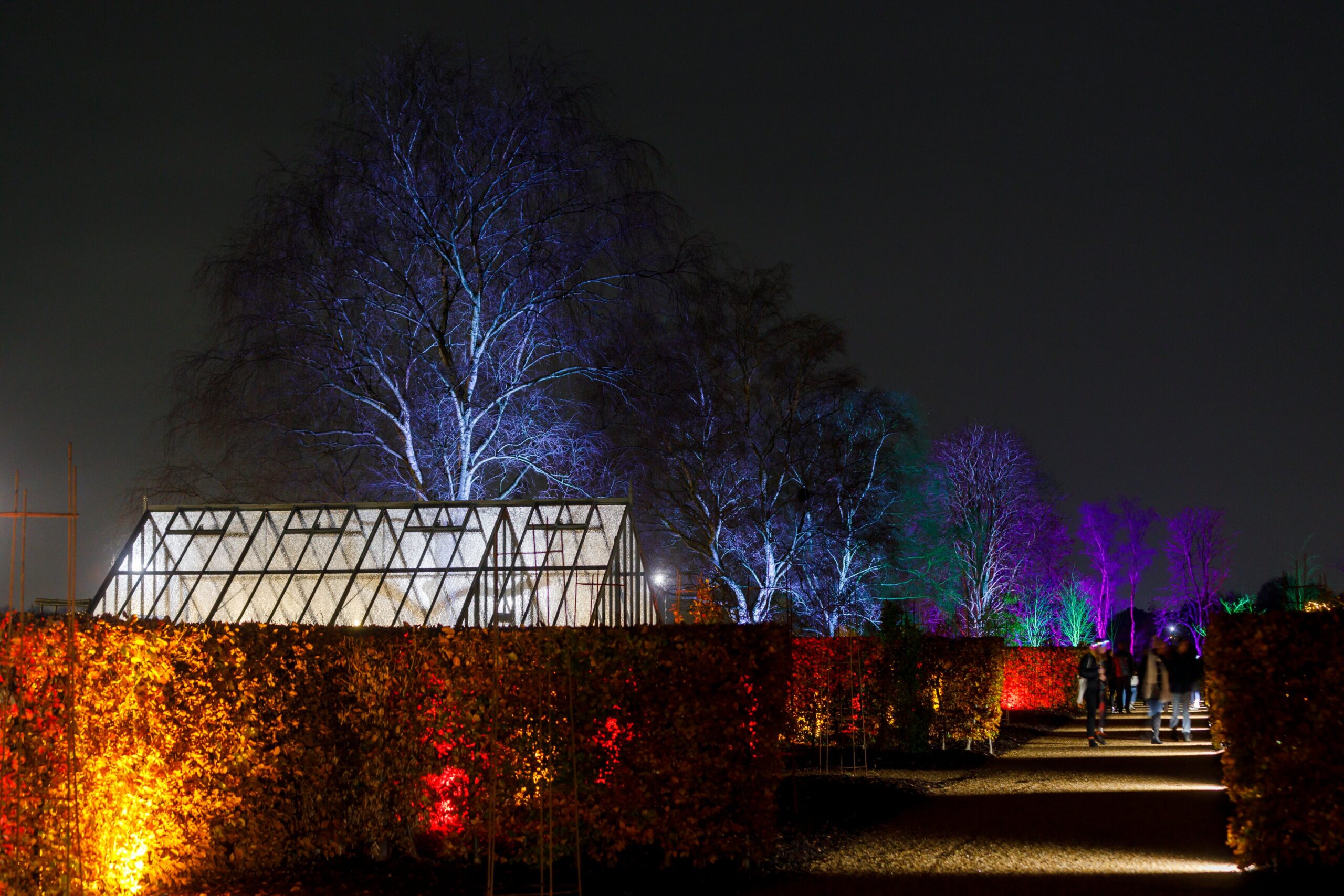 Visitors enjoy Glow illuminations at RHS Garden Bridgewater.