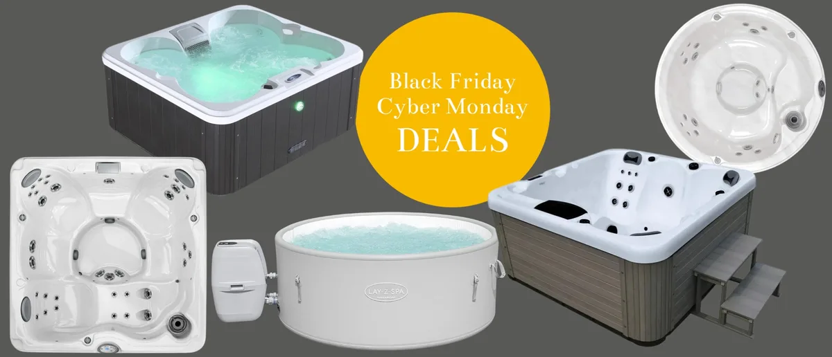 Black Friday hot tub deals Hot tubs on a grey background