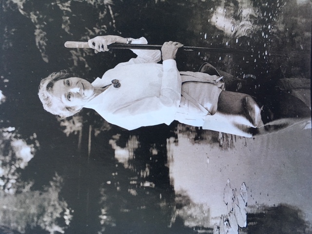 Black and white portrait photo of eminent plantswoman Beth Chatto who died in 2018
