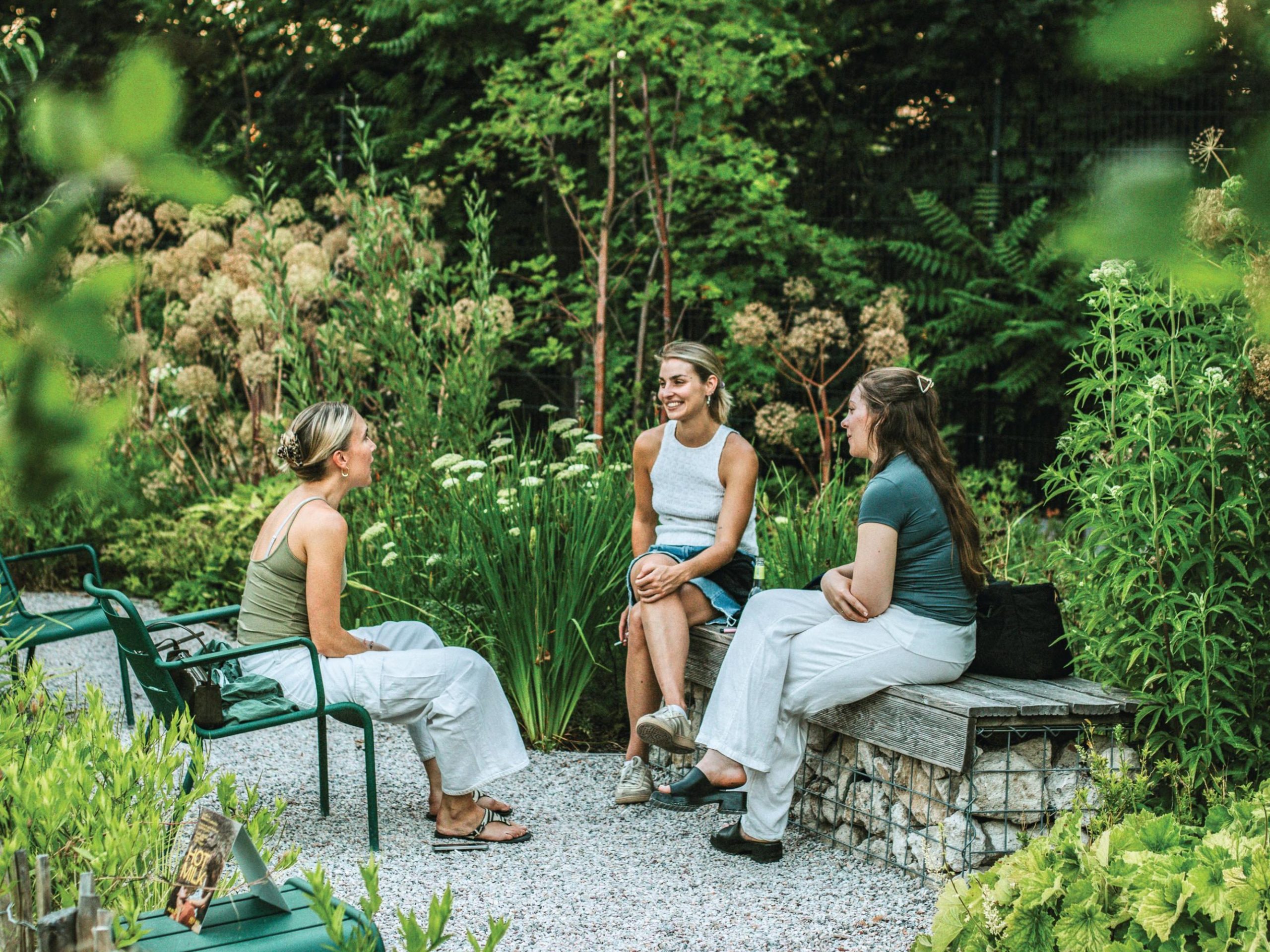 Women sitting in garden