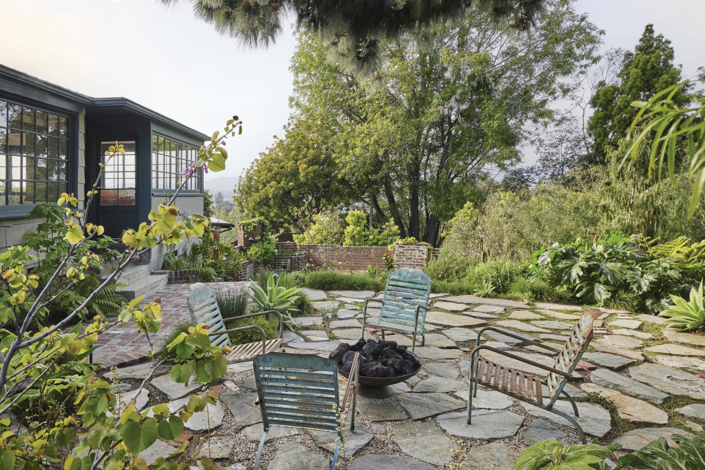 Paved garden seating