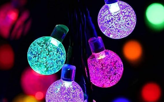 Colourful solar garden lights for Christmas