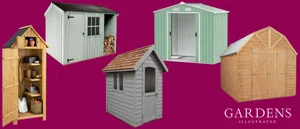 Garden sheds Garden sheds on a pink background