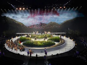 Opening Ceremony - Glasgow 2026 Commonwealth Games A general view during the 2026 Commonwealth Games Opening Ceremony at the OVO Hydro, on July 23, 2026, in Glasgow, Scotland. © Ross MacDonald/SNS Group via Getty Images