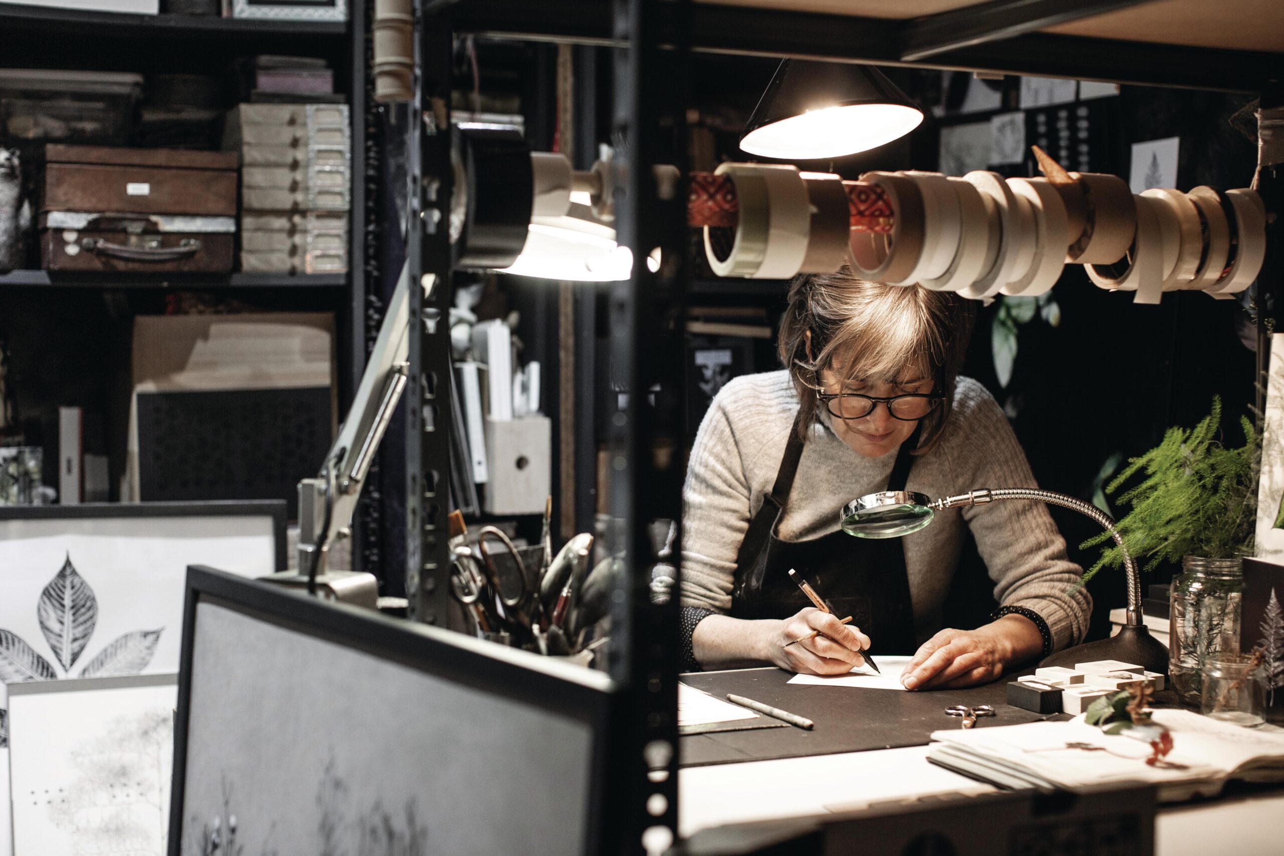 Allison Sylvester in her basement studio.