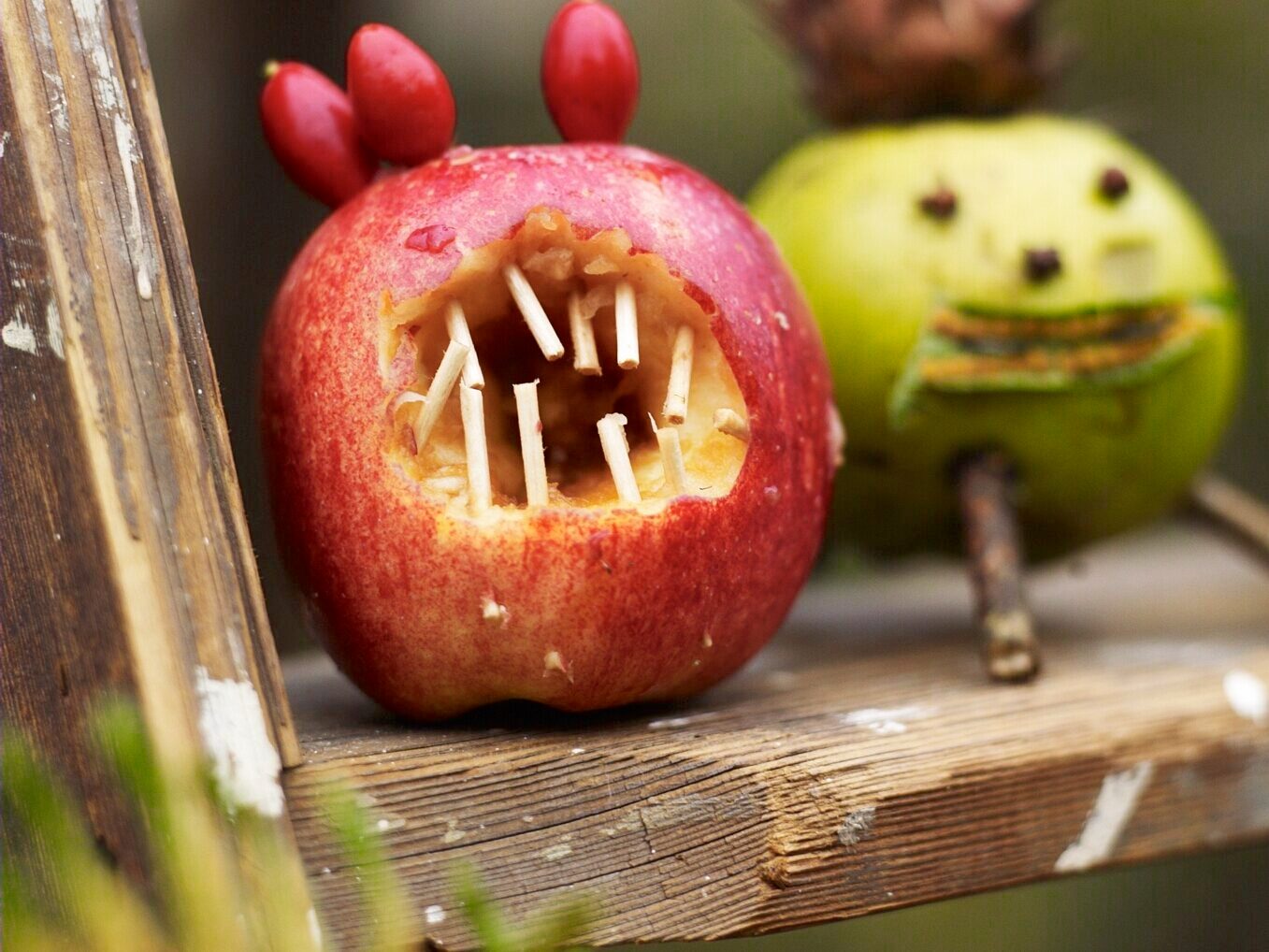 Scary apples for halloween and apple day