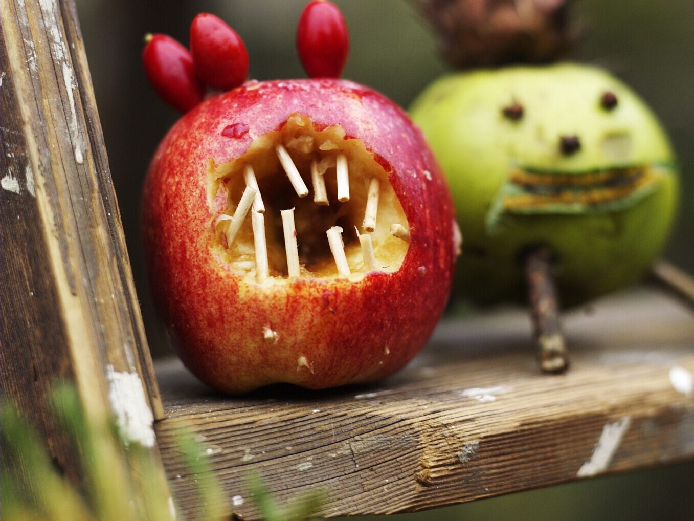 Scary apples for halloween and apple day