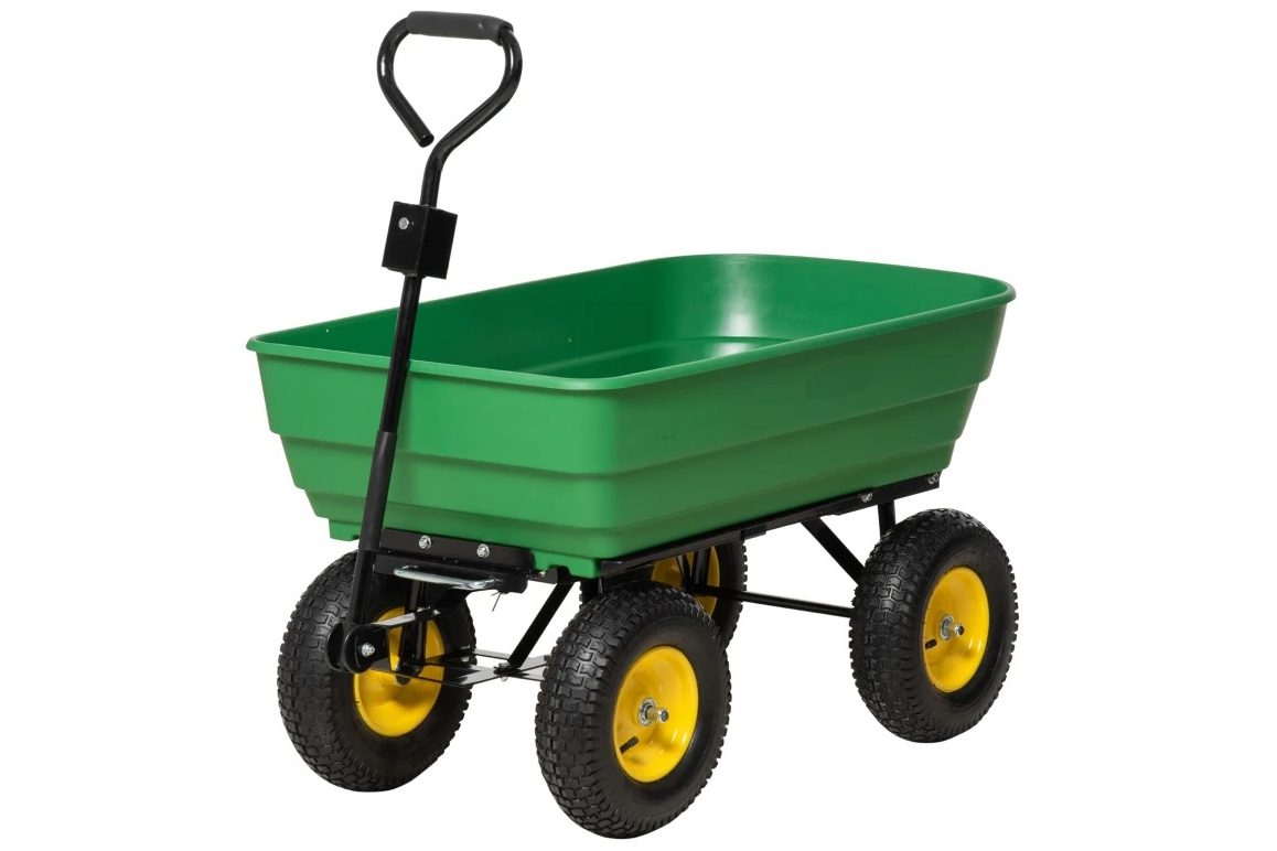 Outsunny Heavy Duty 4 Wheel Trolley, 125L-Dark Green