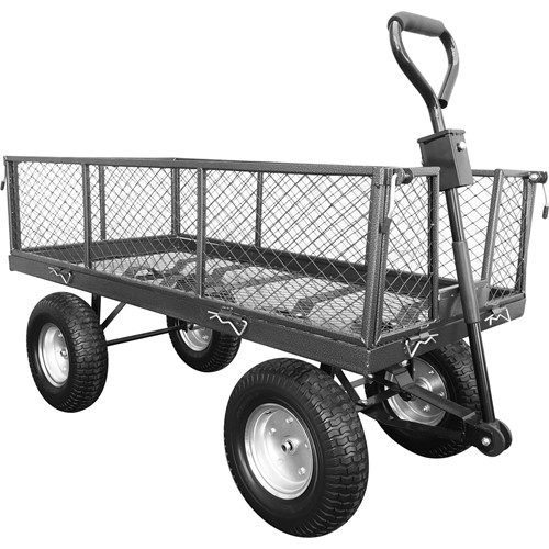 A grey garden trolley on a white background.