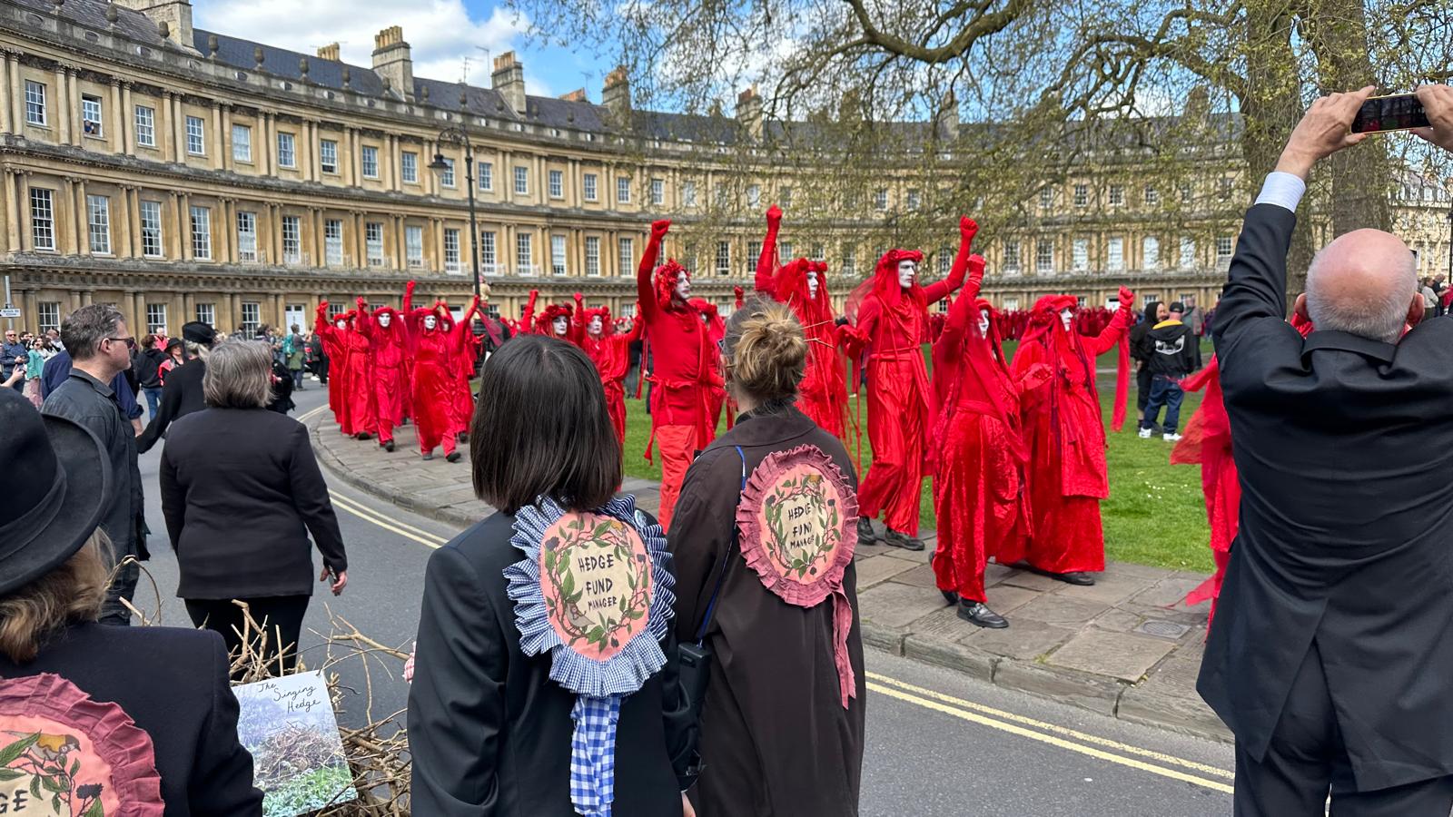A procession in Bath Crescent