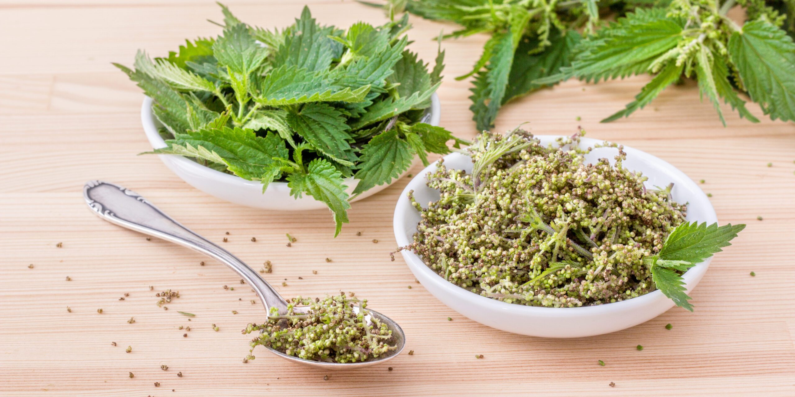 Nettle seeds and nettle leaves