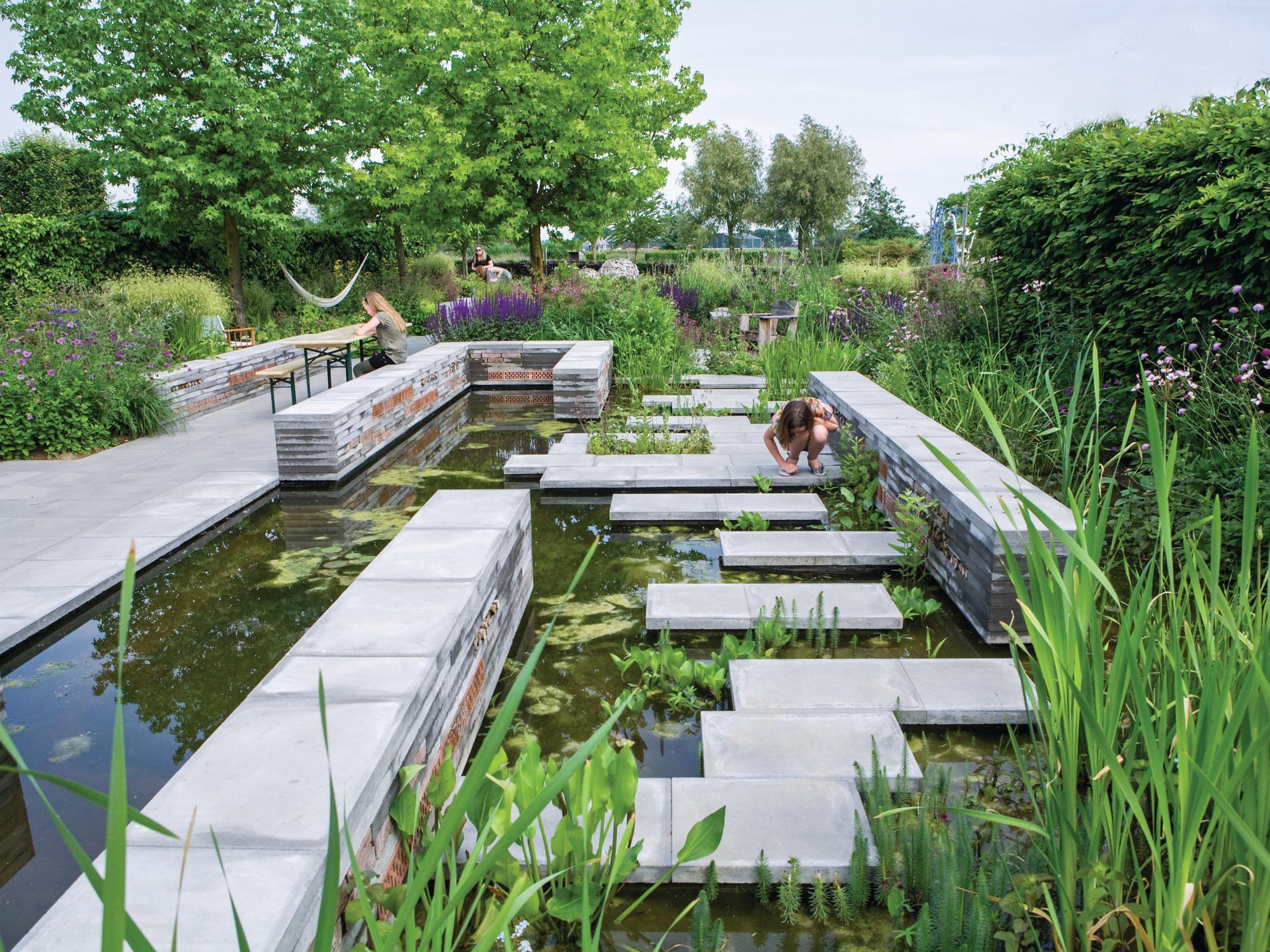 Pond with paving