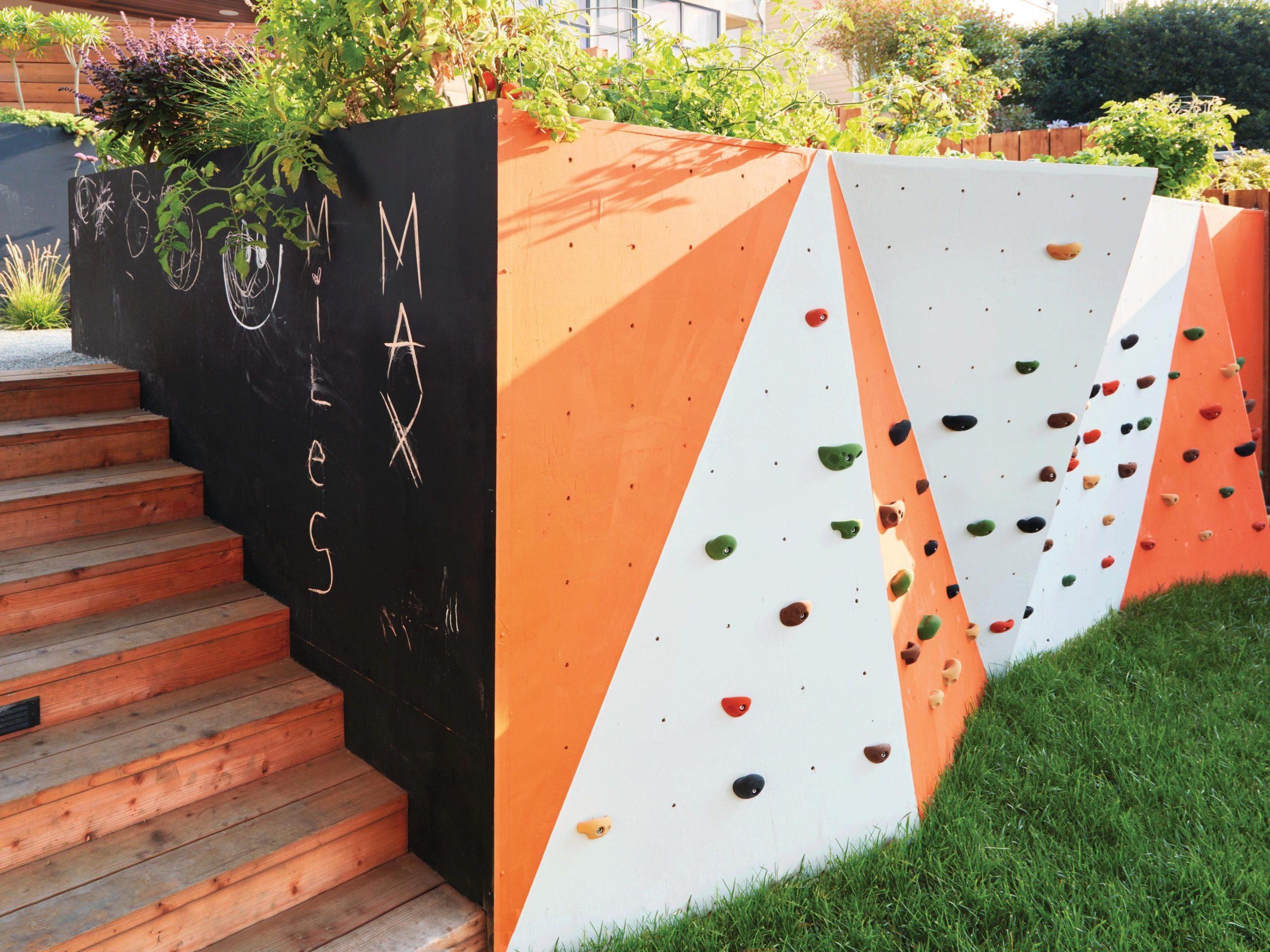 Climbing wall in garden