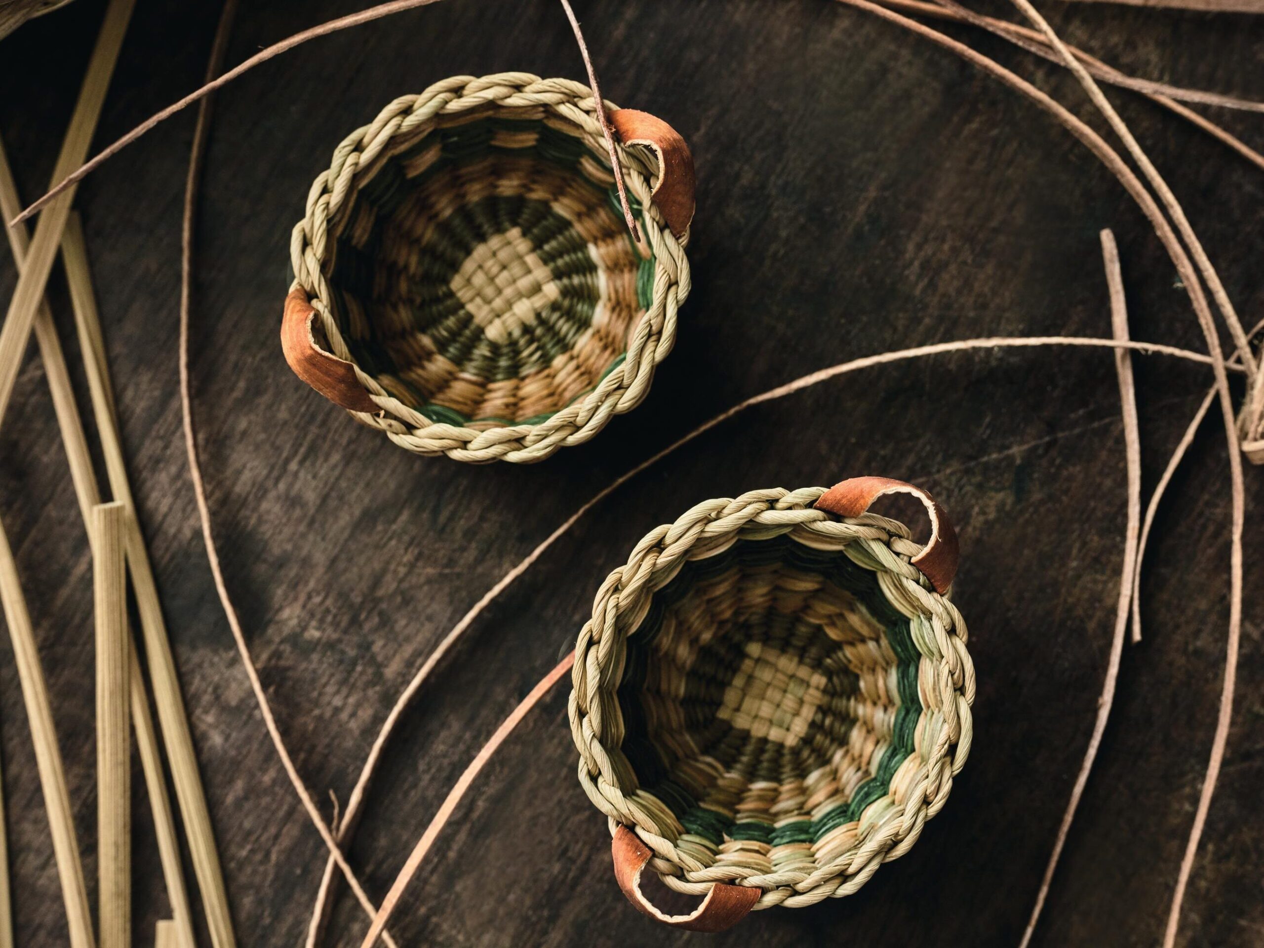 Foraged fibres: Weaver Suzie Grieve creates tiny pots and pouches