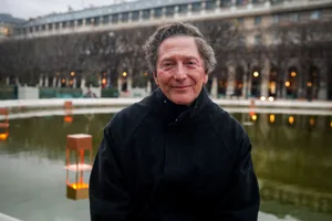 Spanish artist, landscape designer and philosopher, Fernando Caruncho at the Garden of Palais-Royal illuminated by his art installation. Spanish artist, landscape designer and philosopher, Fernando Caruncho at the Garden of Palais-Royal illuminated by his art installation.
