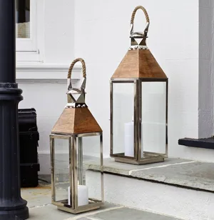 Stainless Steel And Wood Candle Lantern Stainless Steel And Wood Candle Lantern