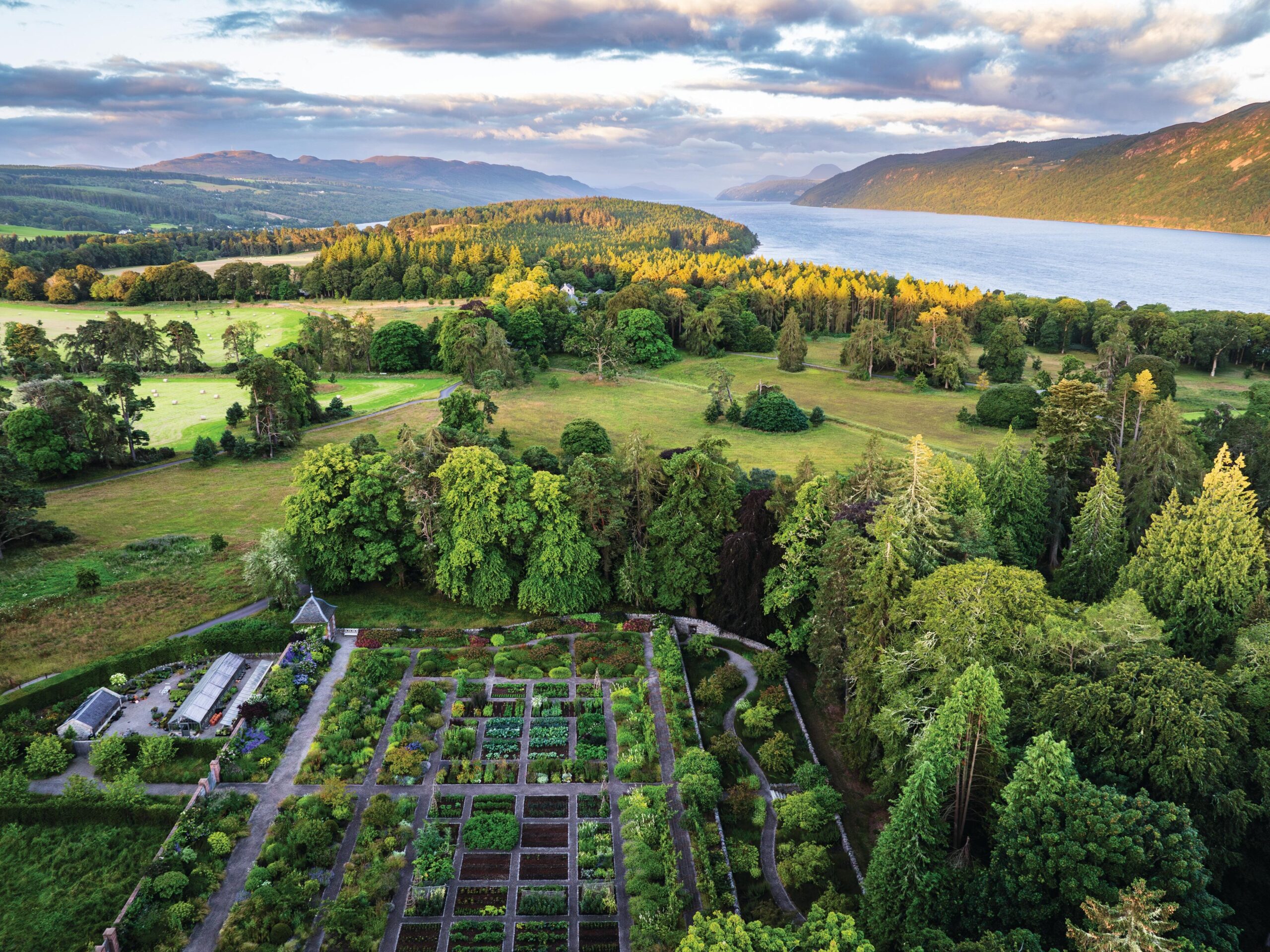 Walled garden allotment and loch view