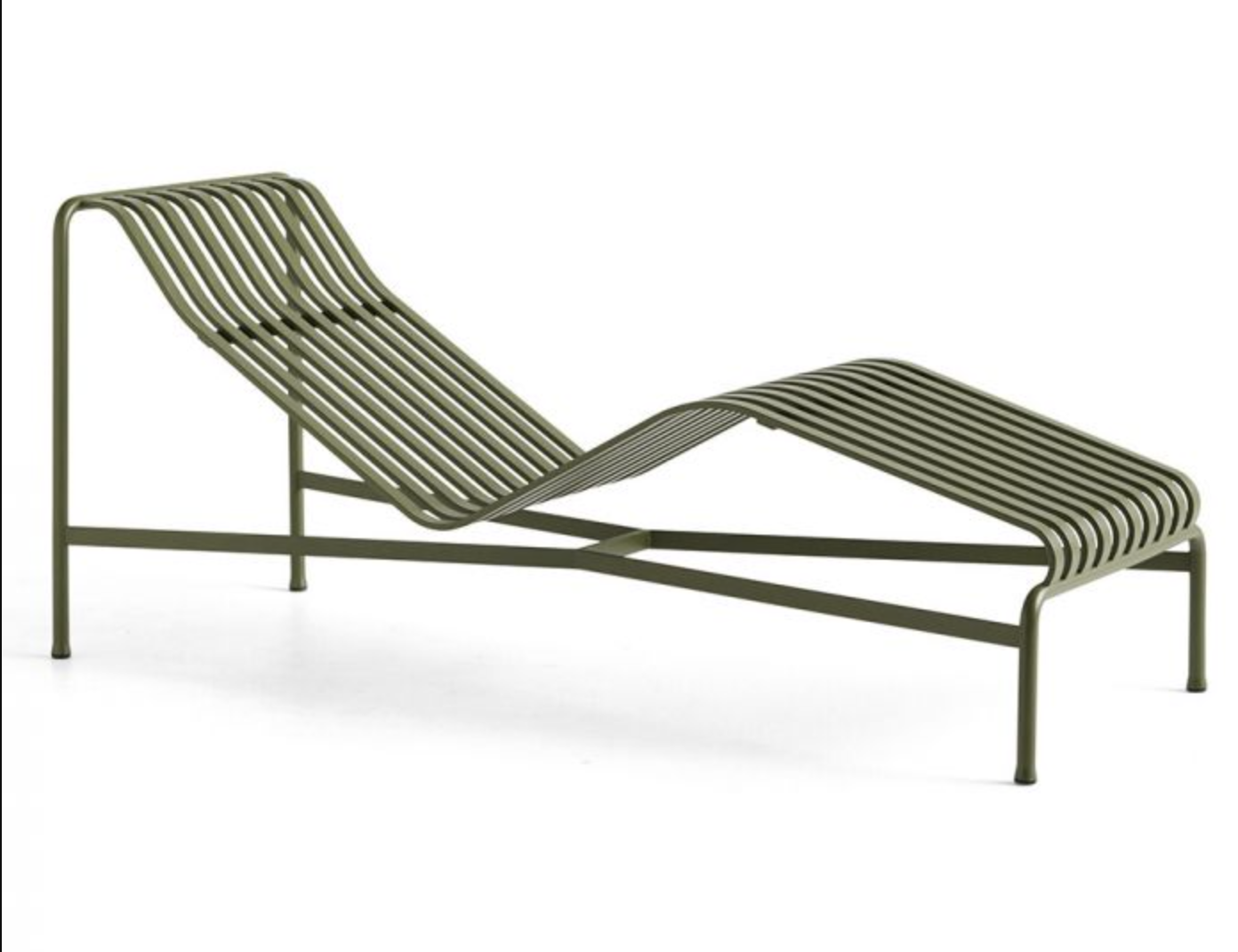 Olive metal garden lounge chair