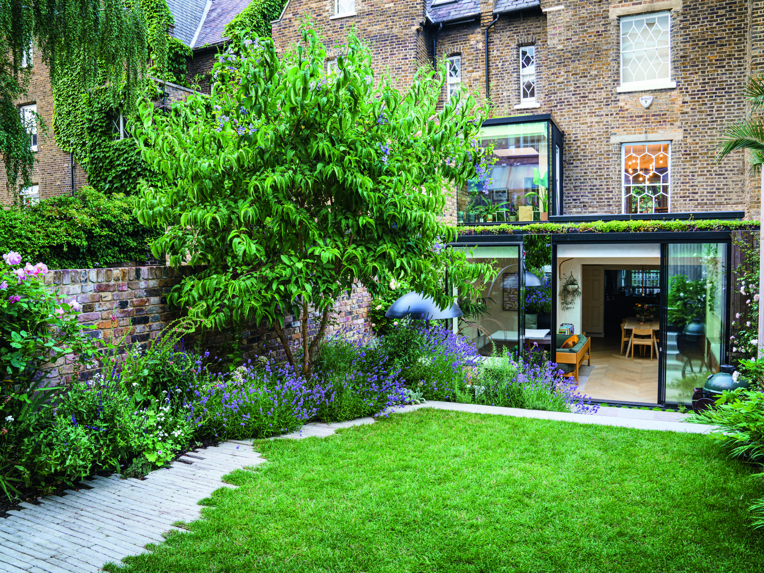 Victorian terrace house and garden external view
