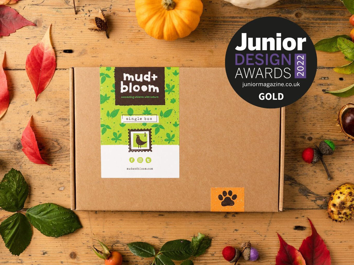 Mud & Bloom box subscription with box and leaves