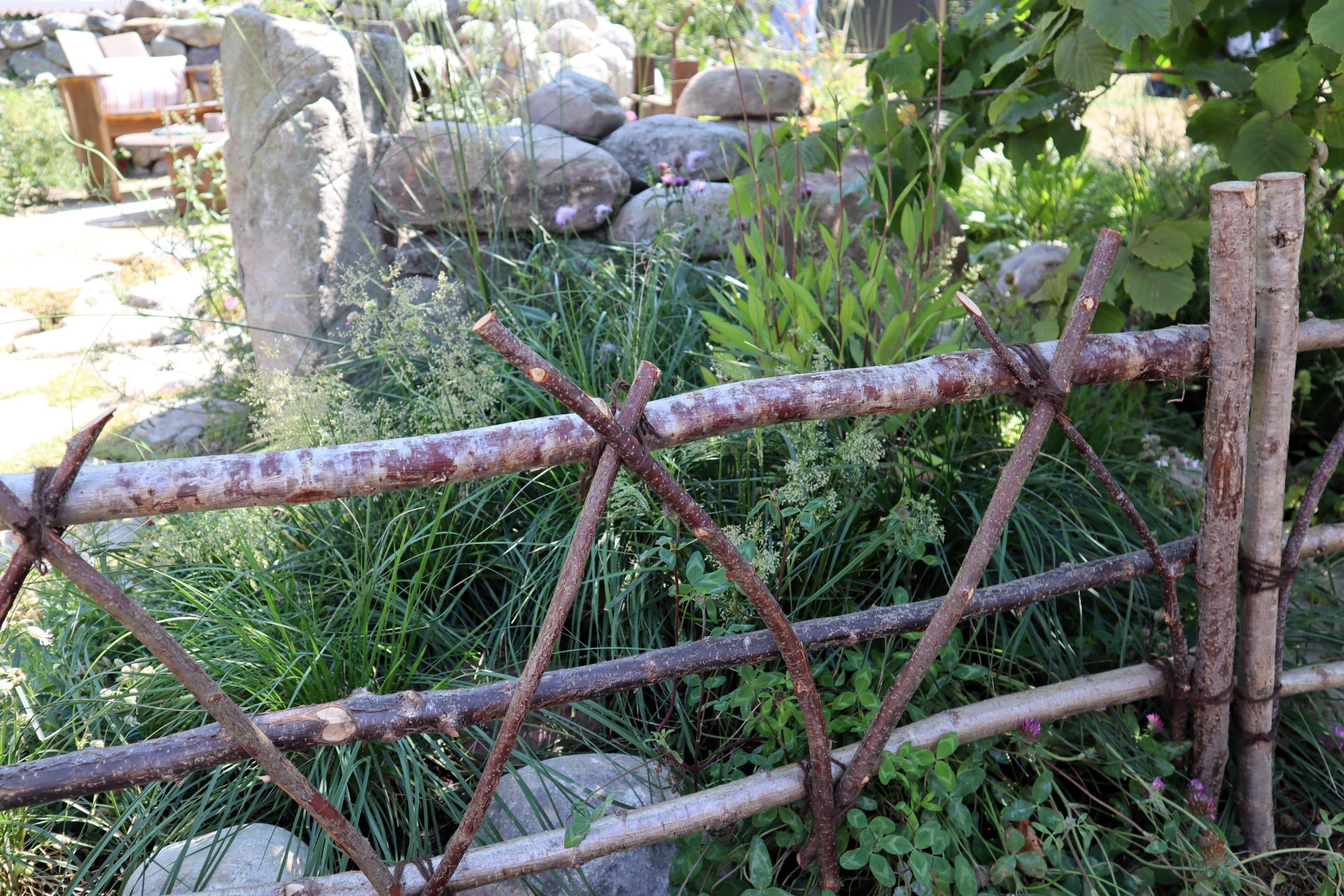 Rustic fence on the Where Grief Goes Quiet garden, Badminton 2026
