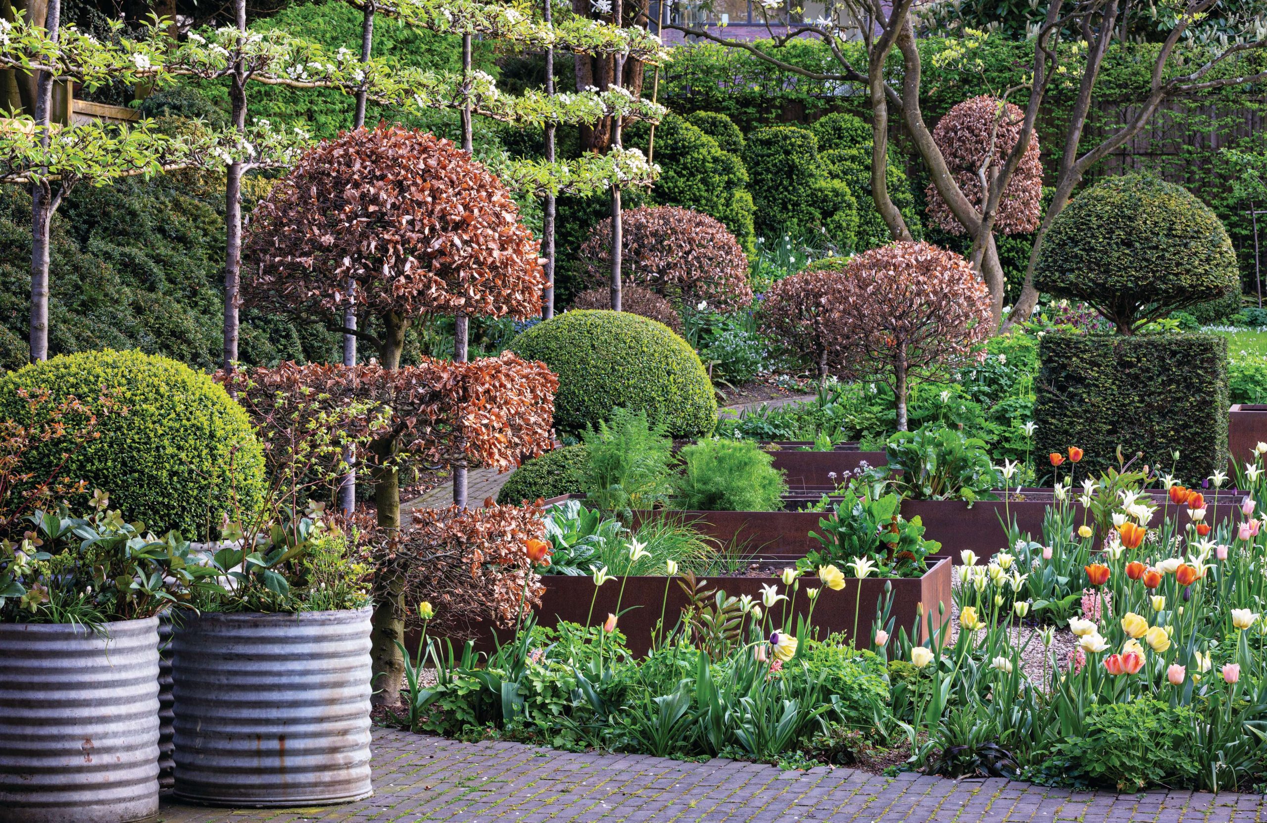 Corten raised beds in a city garden designed by Arne Maynard © Richard Bloom
