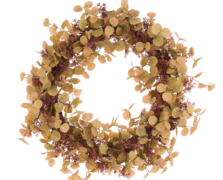 Burnished eucalyptus wreath from Sarah Raven: best wreaths for your door at Christmas 