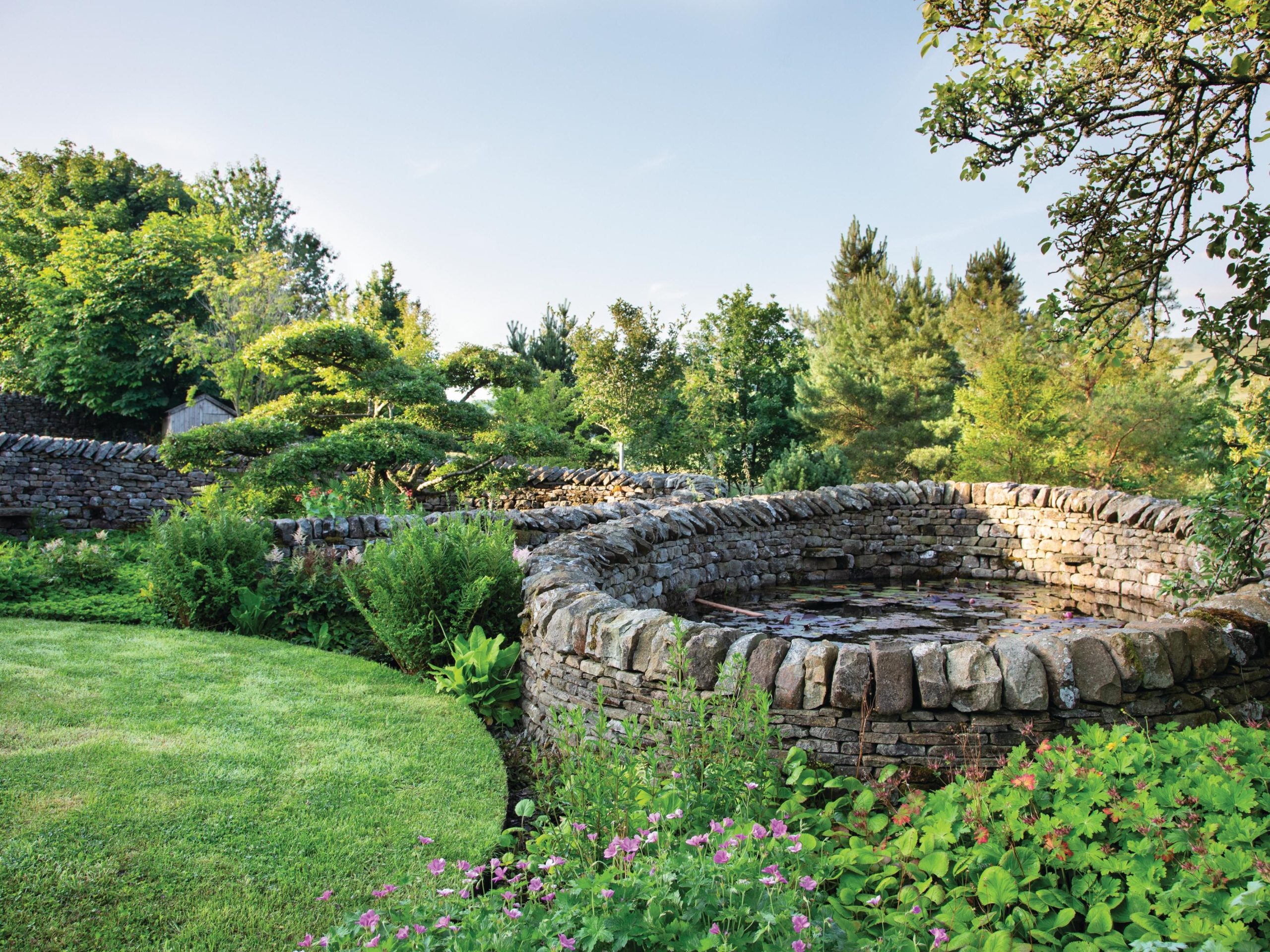 Stone pond in garden