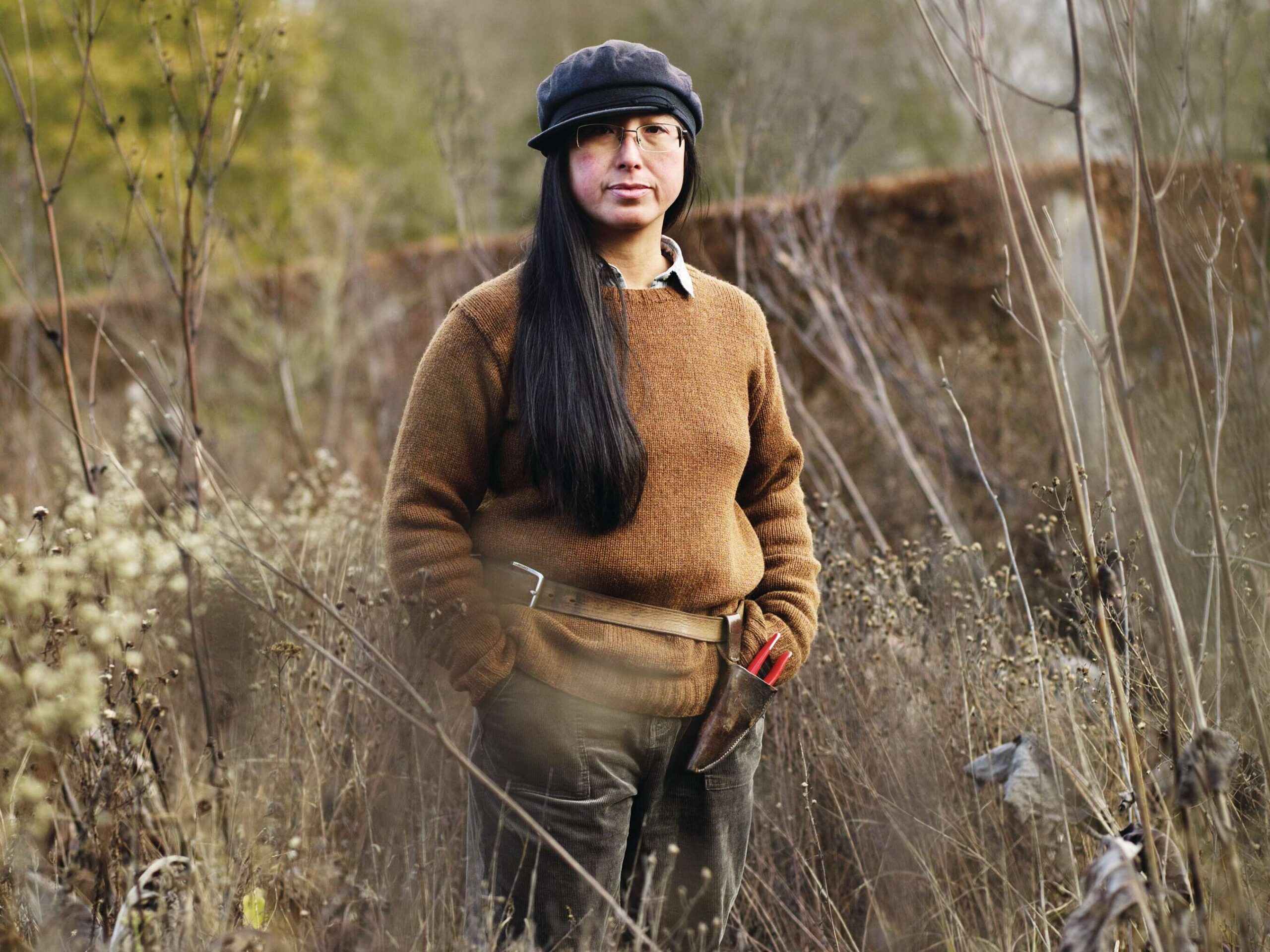 Woman stood in garden