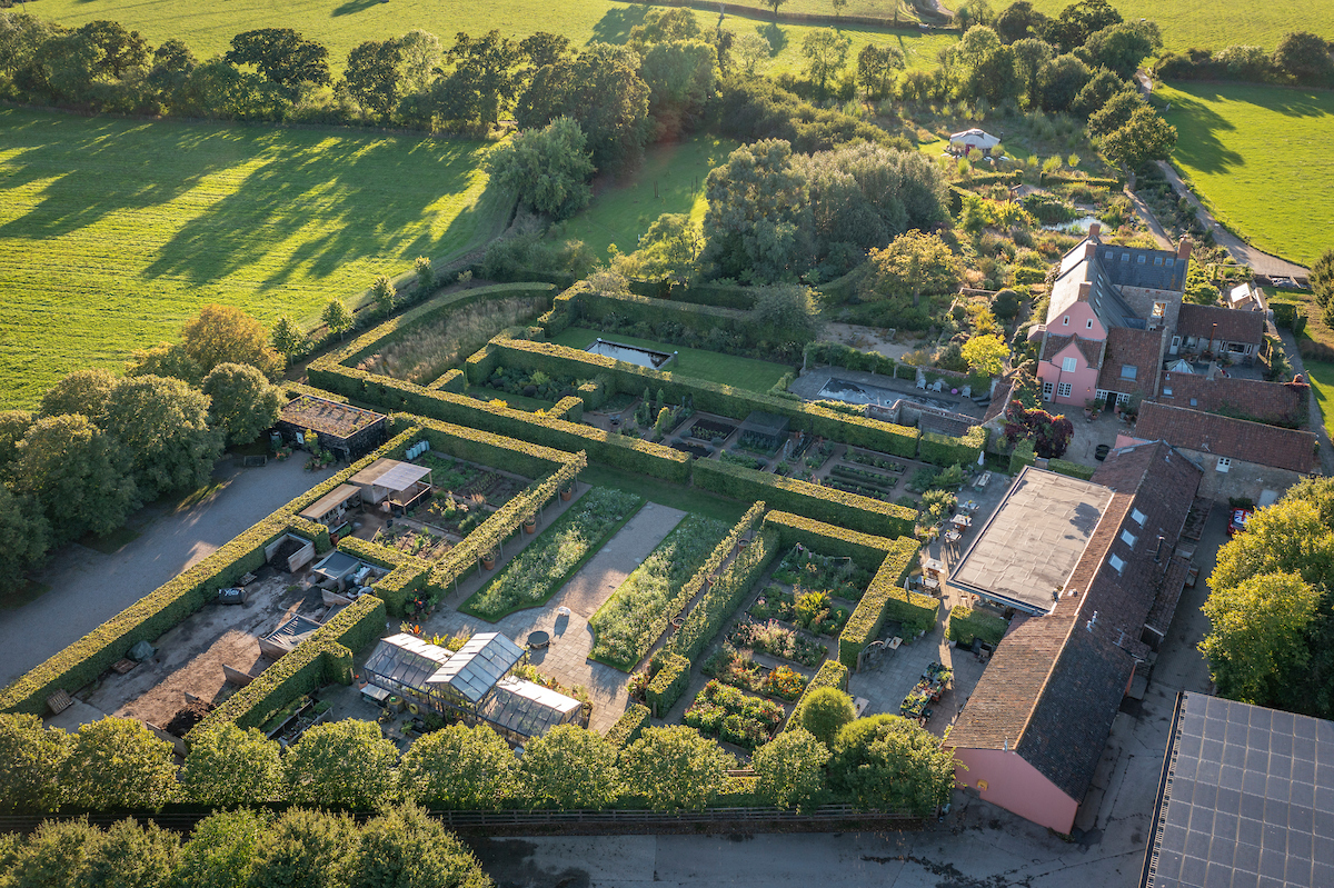 Aerial view of Yeo Valley farm and garden © Jonathan Buckley