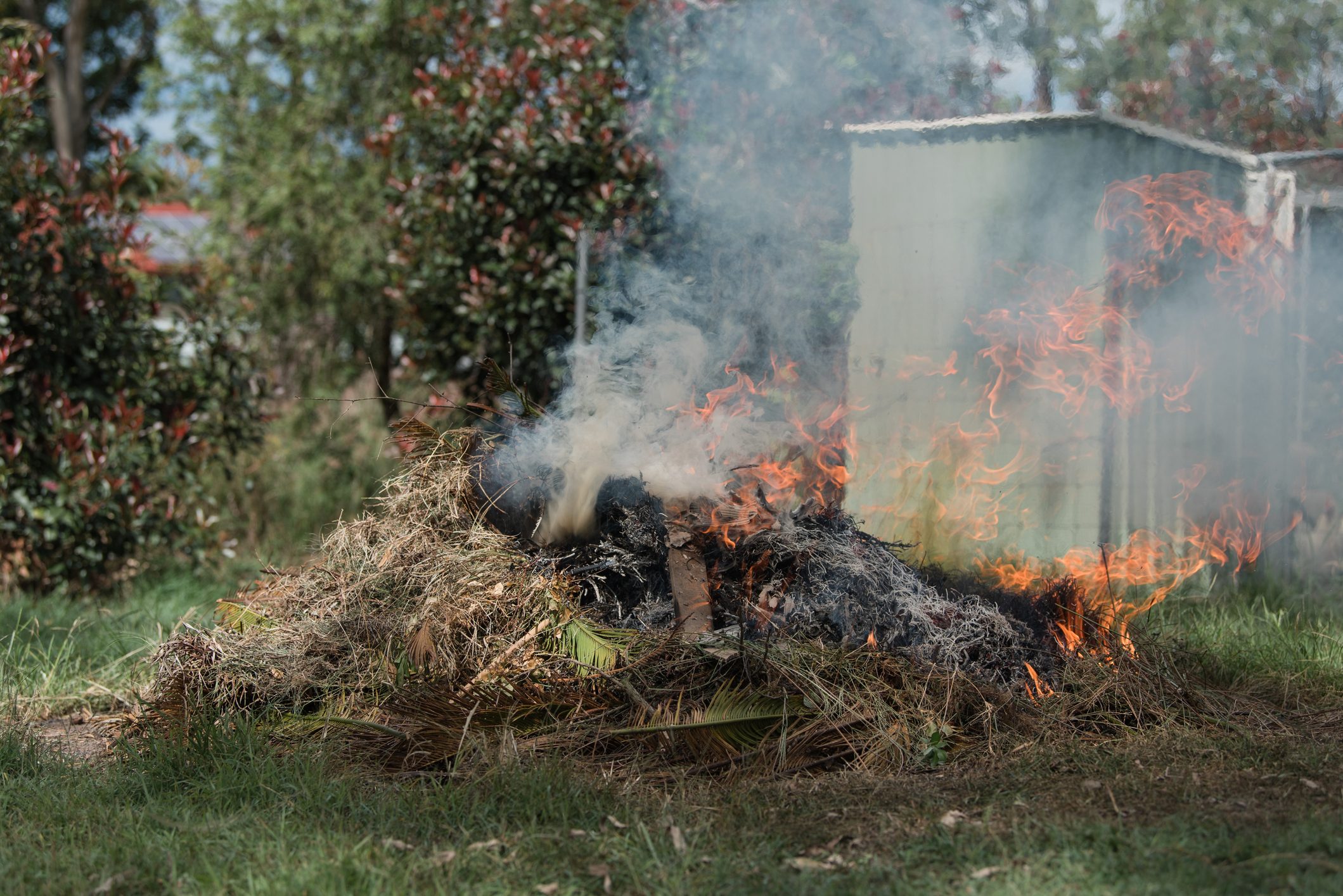 Fire controlled burn off of garden waste