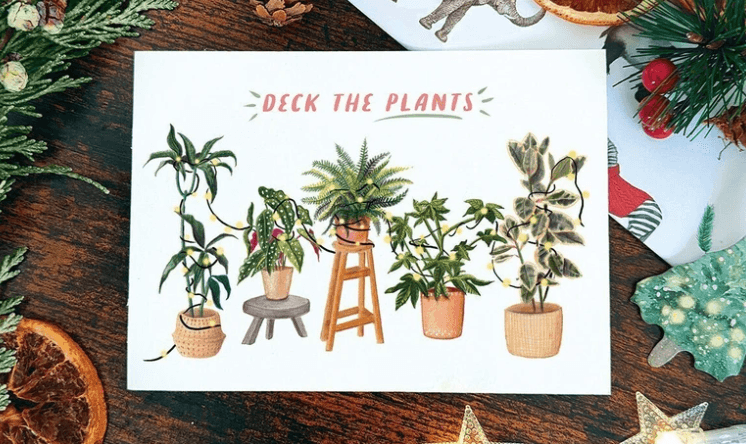 Houseplant Christmas card designs