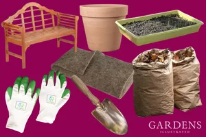 Plastic-free gardening products Plastic-free gardening products on a pink background