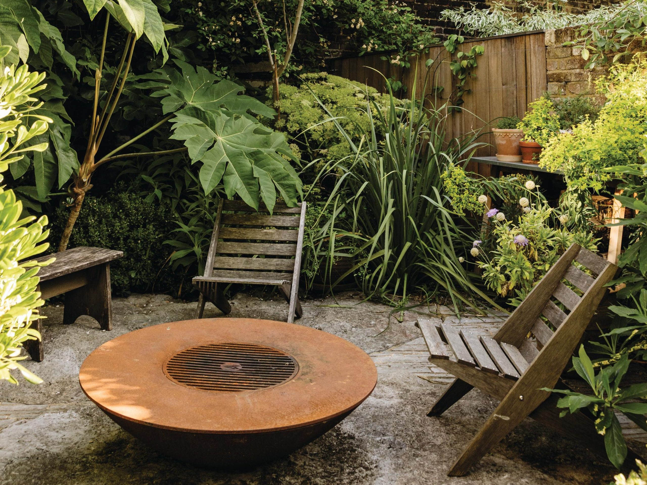 Garden chairs and firepit