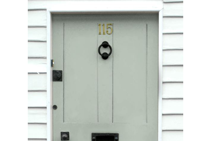 Door painted with Hidey Hole, Little Greene
