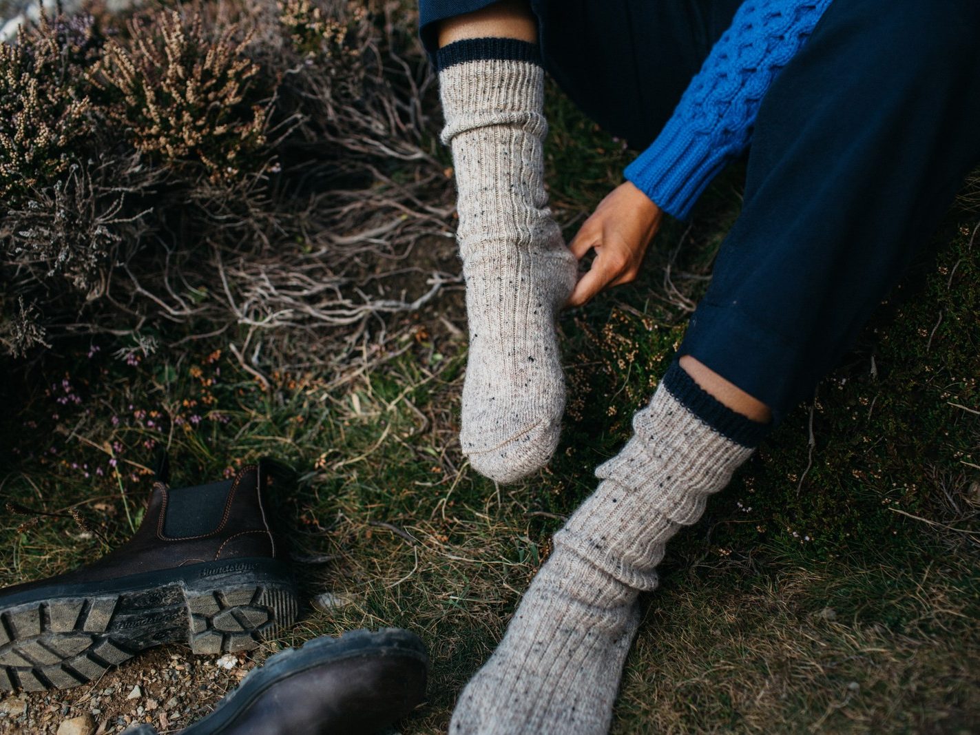 Wooly socks outside