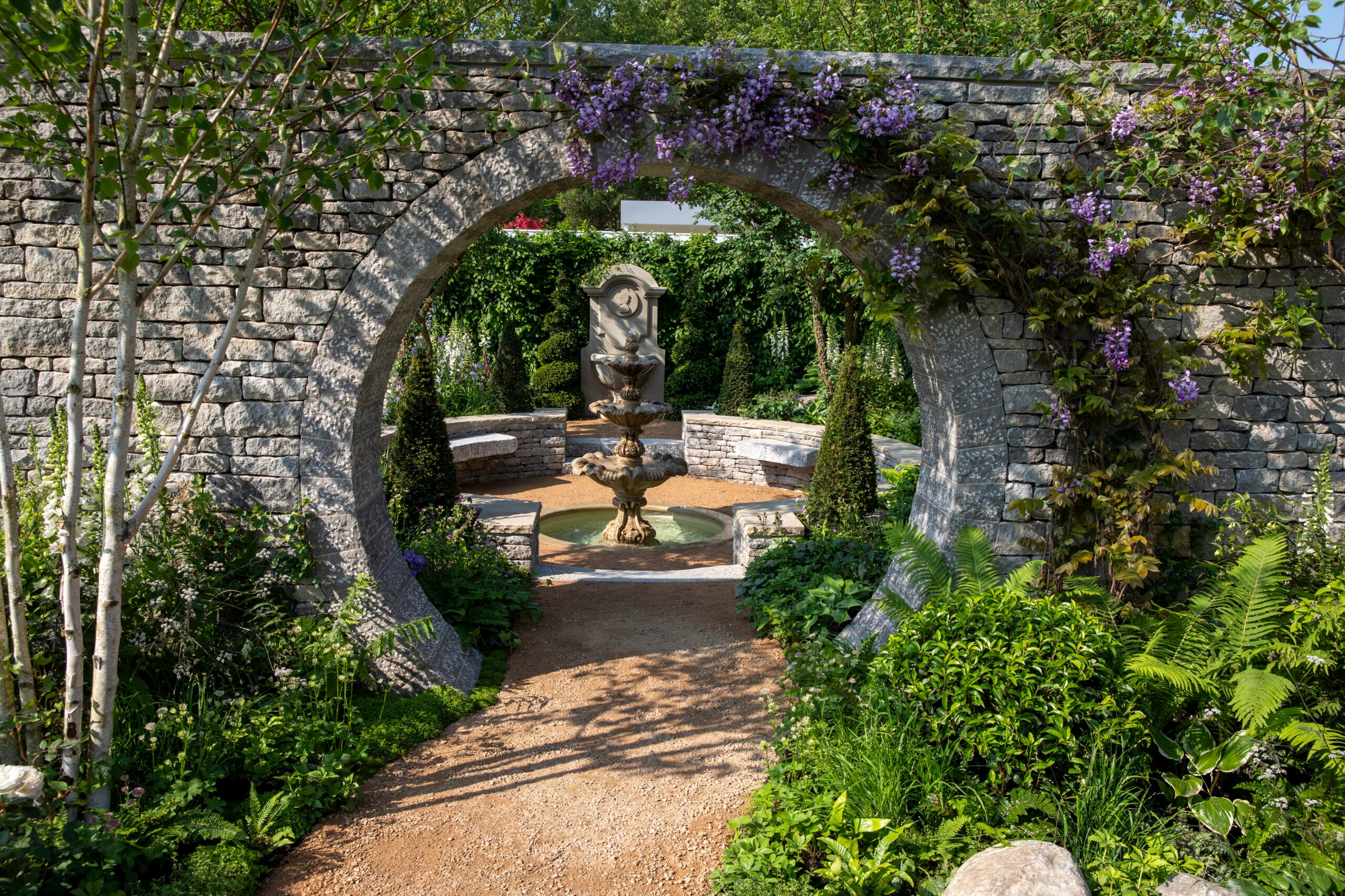 The Bridgerton Garden. Designed by Holly Johnston at RHS Chelsea Flower Show 2024. Sponsored by Netflix.