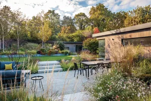 Lucy Wilcox London garden Wooden house and garden with seating