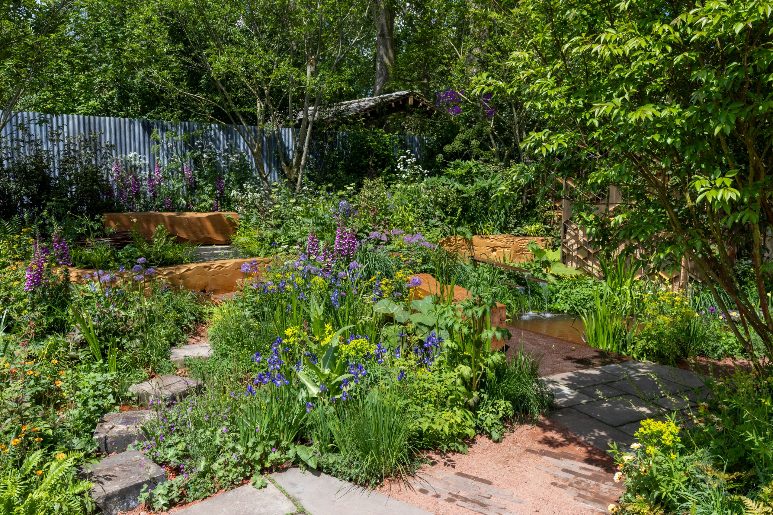 The Octavia Hill Garden by Blue Diamond with the National Trust at RHS Chelsea Flower Show 2024. Designed by Ann-Marie Powell and the Blue Diamond team.