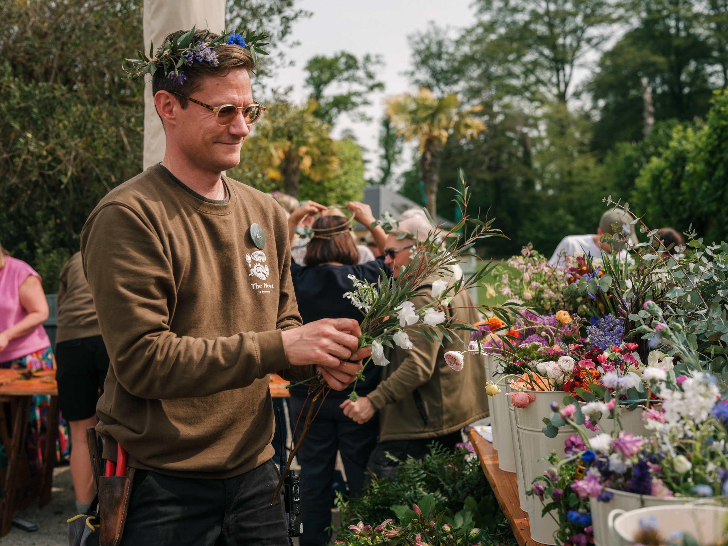 A man running a floral workshop at The Newt in Somerset