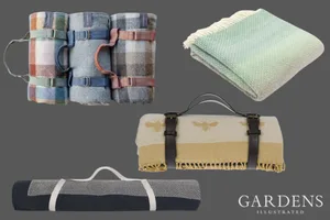 Outdoor blankets and throws Outdoor blankets and throws on a grey background