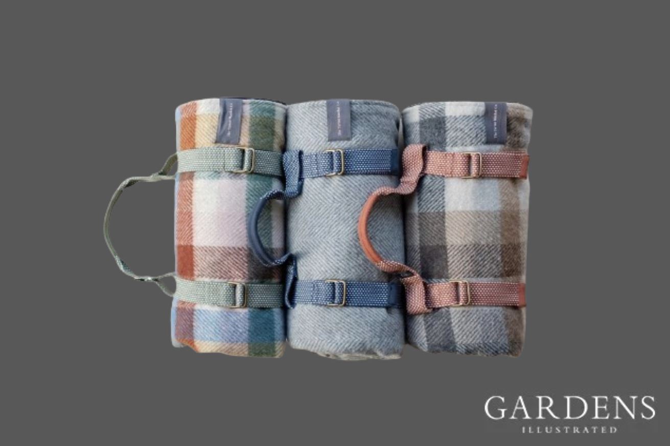 Tbco. Recycled Wool Picnic Blankets on a grey background
